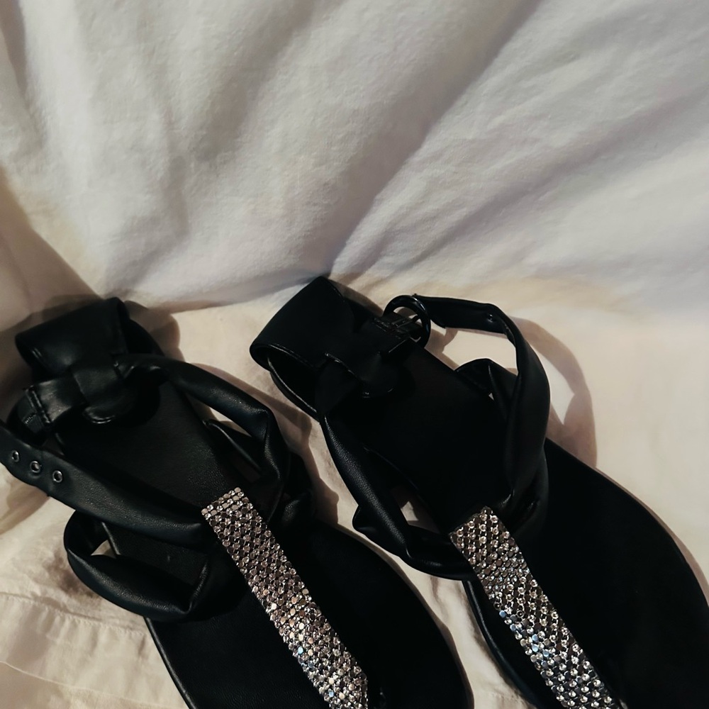 Guess Black Sandals with Sparkling Accents